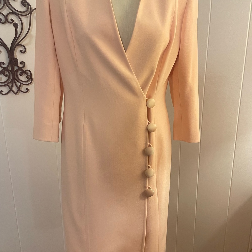 Oscar de la Renta Pink Button Front Long Sleeve Dress